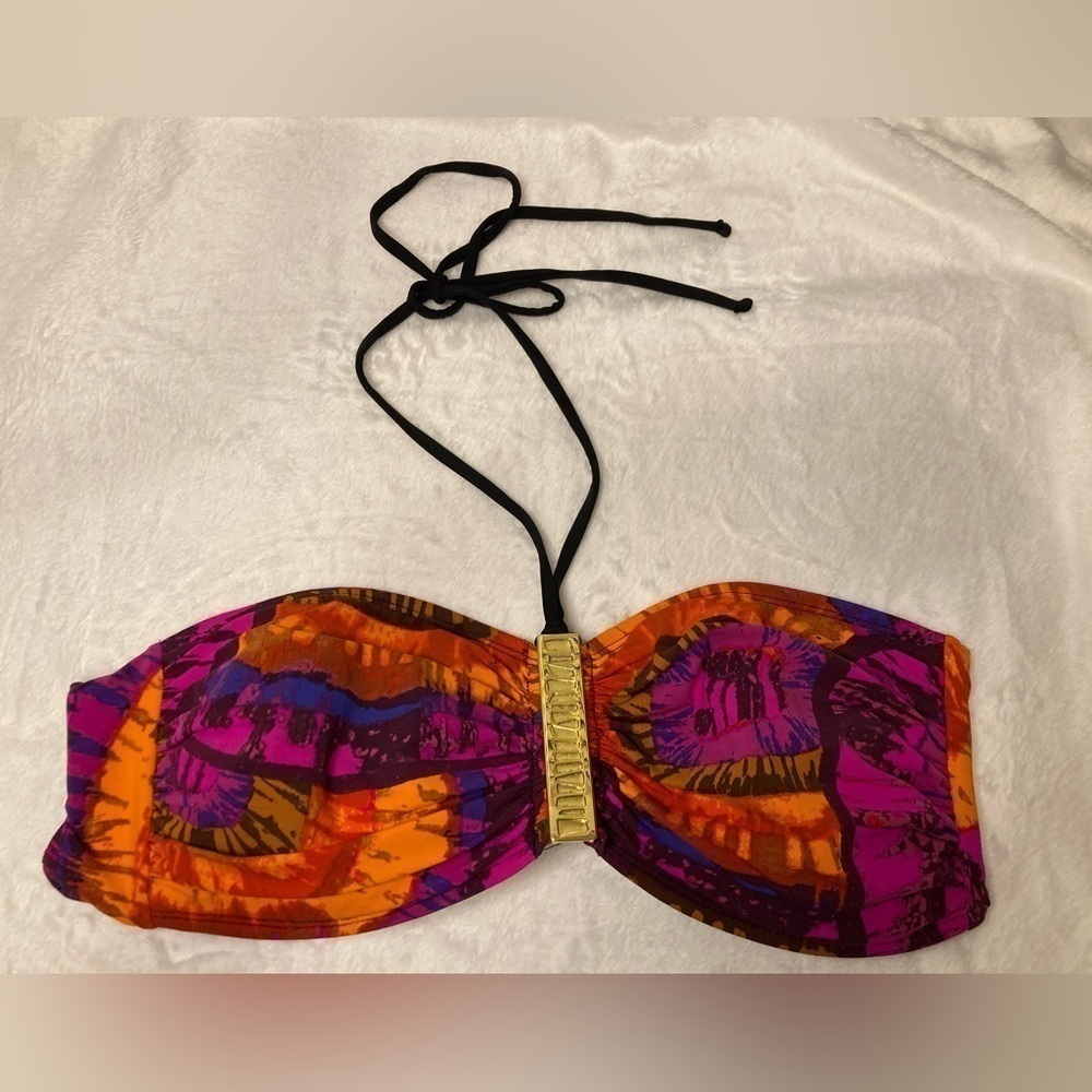 Bleu Rod Beattie Purple And Orange Bandeau Bikini Top Size 12